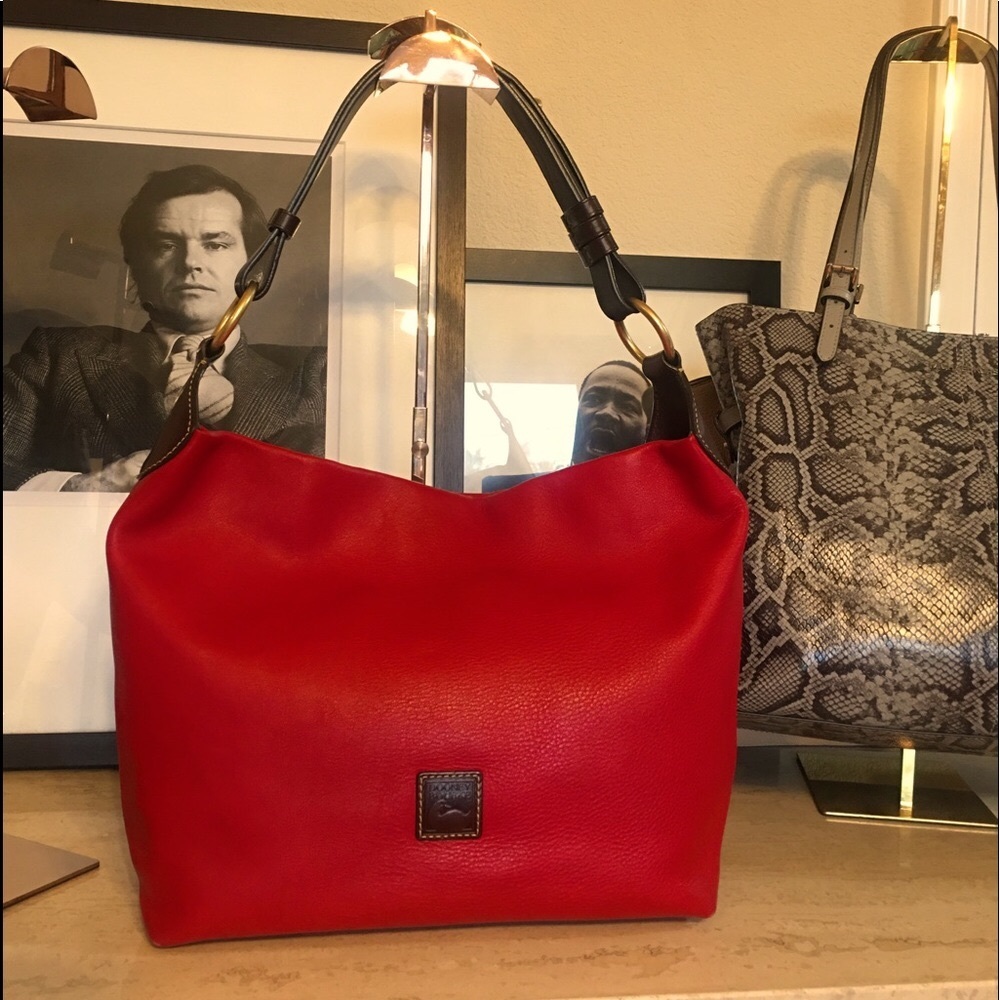 Dooney & Bourke red smooth leather hobo bag gently used condition